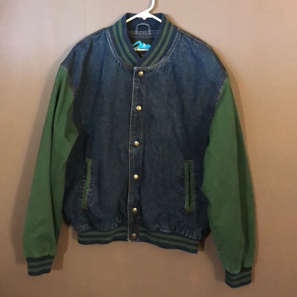 mens denim varsity jacket